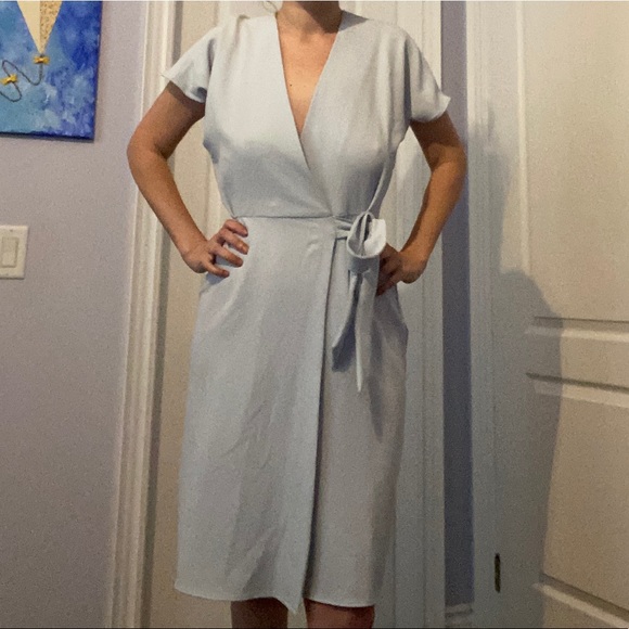 Topshop Pastel Blue Wrap Dress - Picture 4 of 8